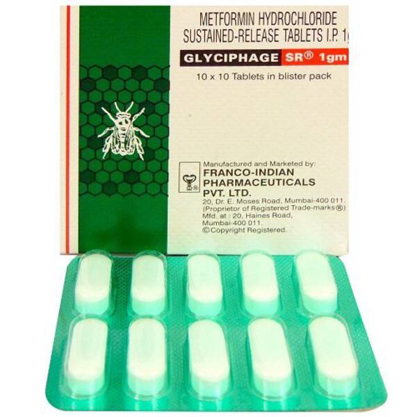 Glyciphage SR 500mg Tablets - Franco Indian Pharmaceuticals