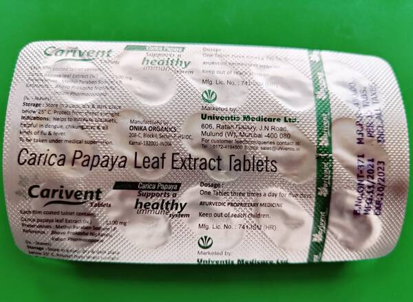 Carica Papaya Leaf Extract Tablets - Carivent