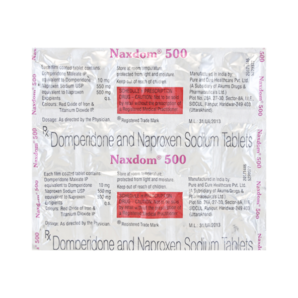 Naxdom 500 Tablets - Pure & Care Healthcare