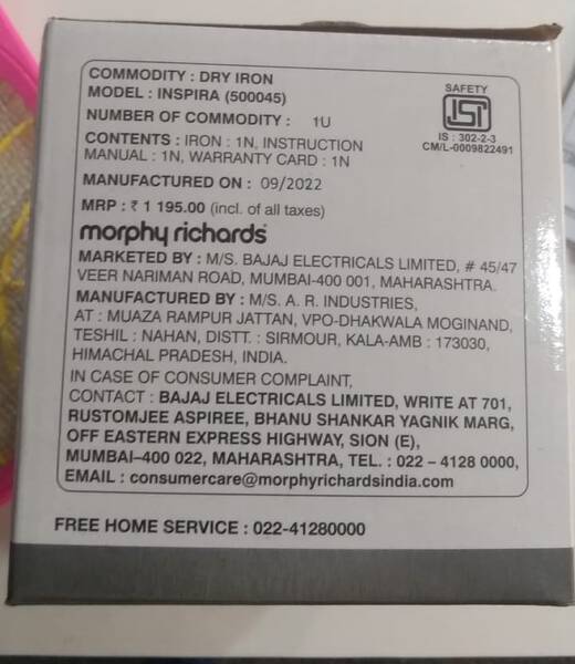 Dry Iron - Morphy Richards