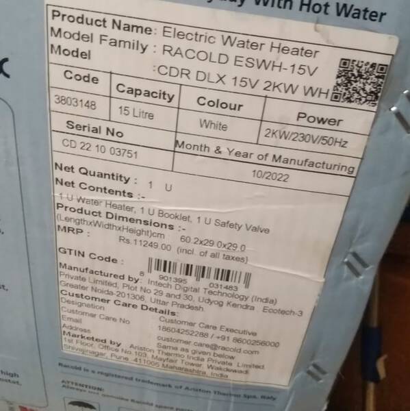 Electric Water Heater - Racold