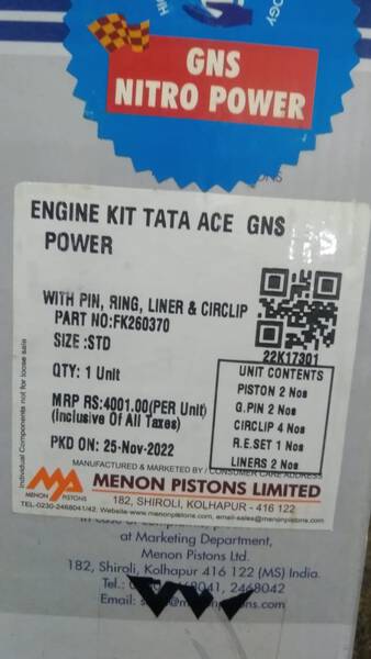 Tata Ace Engine Kit - Menon Pistons