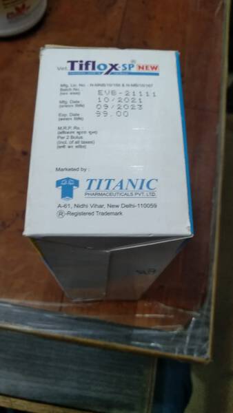 Tiflox-SP–Ofloxacin & Serratiopeptidase Bolus - Titanic Pharmaceutical Pvt Ltd