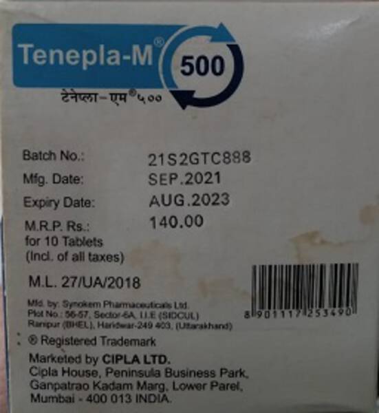 Tenepla  M 500 (Tenepla  M 500) - Cipla