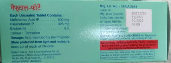 Meftal-Forte Tablets (MEFTAL-FORTE) - Blue Cross Laboratories Ltd