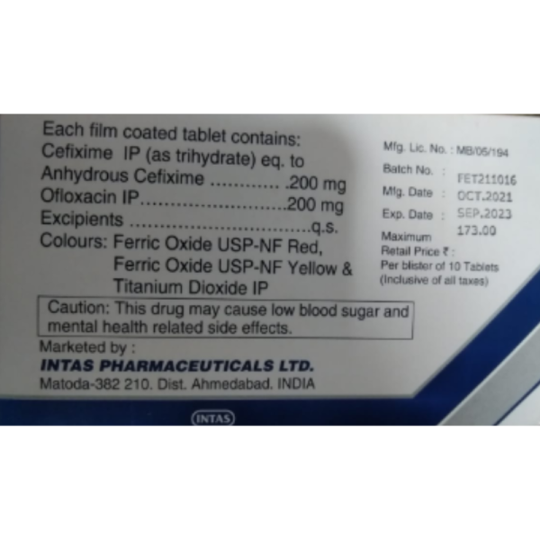 Ceftas O Tablets - Intas Pharmaceuticals Ltd