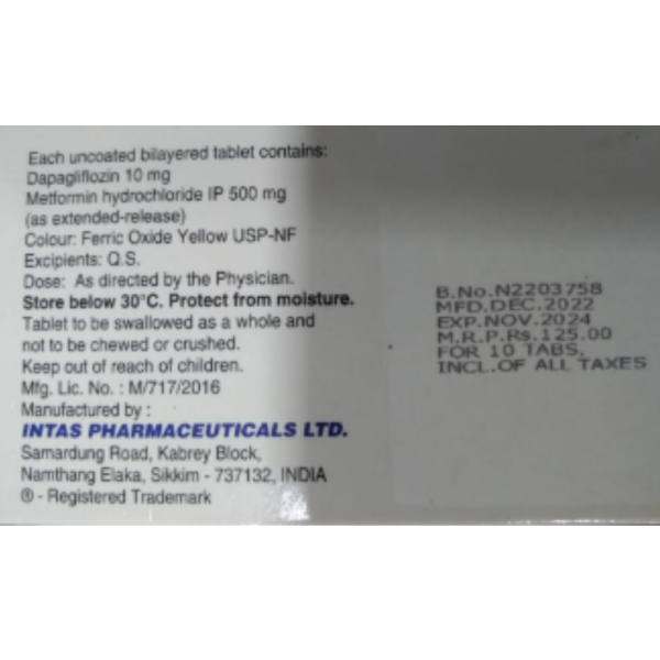 Dapavel-M 10/500 - Intas Pharmaceuticals Ltd