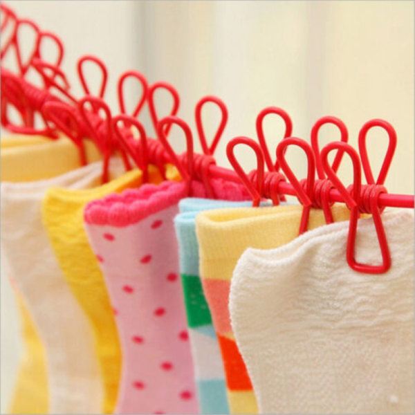 Outdoor Elastic Clothesline with 12 Clips - Generic