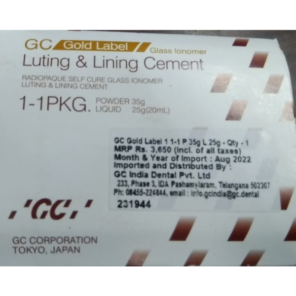Gold Label Type 1 Luting and Lining Cement Big Pack for Teeth Restoration - GC India Dental
