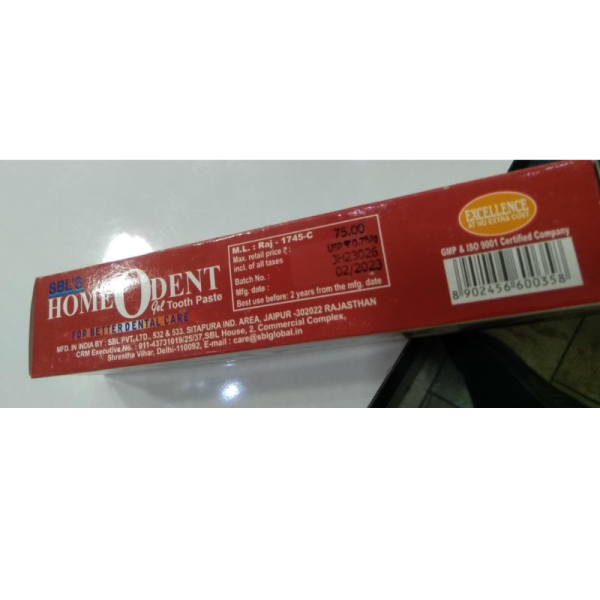 Homeodent Tooth Paste Gel - SBL