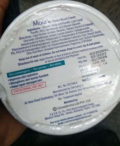 Moiz XL Hydro Boost Cream - Glowderma Lab Pvt Ltd