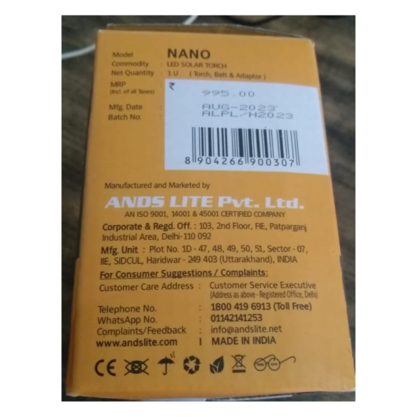 LED Based Solar Torch - Andslite