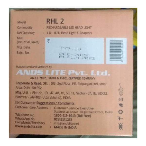 Rechargable LED Head Light - Andslite