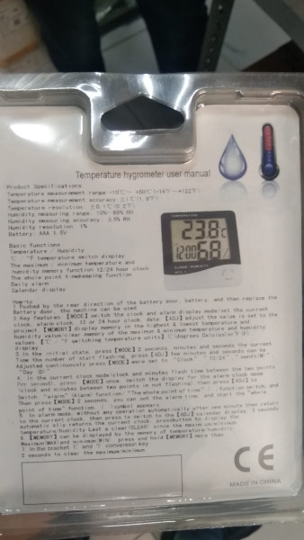 Digital Thermometer Hygrometer Clock Alarm - Alco