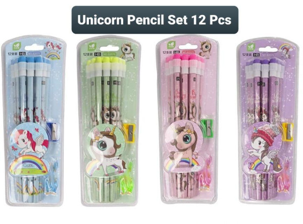 Pencil & Sharpener Set - Unicorn World
