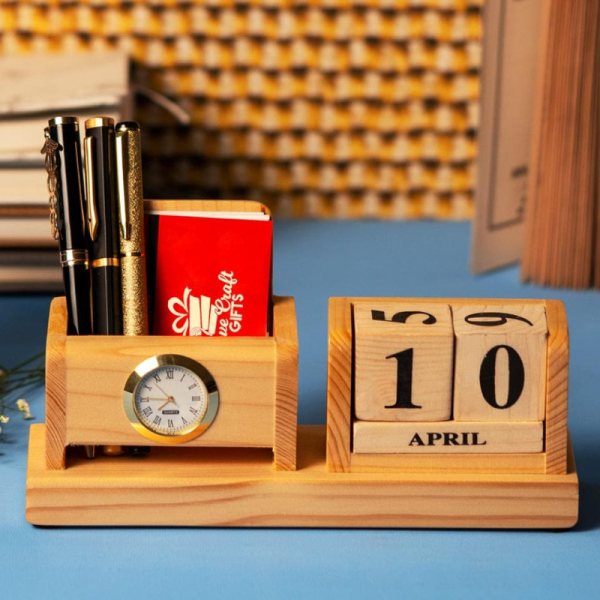 Special Wooden Mobile Stand With Calendar Image