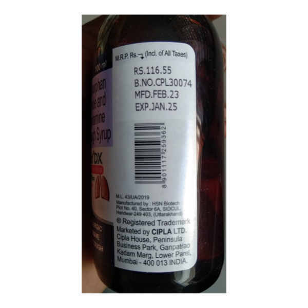 Rexcof Dx Cough Syrup - Cipla