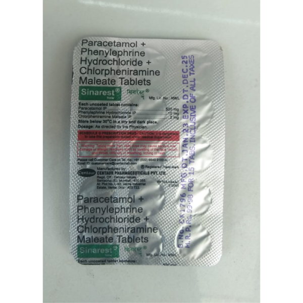 Sinarest New Tablets - Centaur Pharmaceuticals