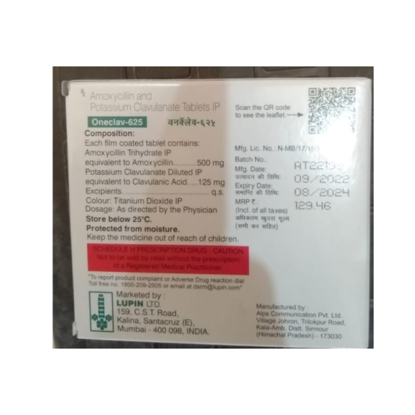 Oneclav -625 Tablets - Lupin