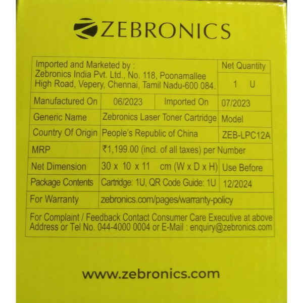 Laser Toner Cartridge - Zebronics