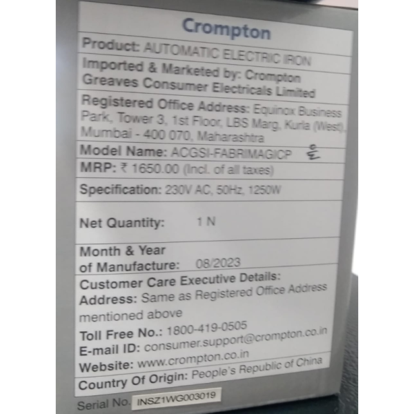 Steam Iron - Crompton