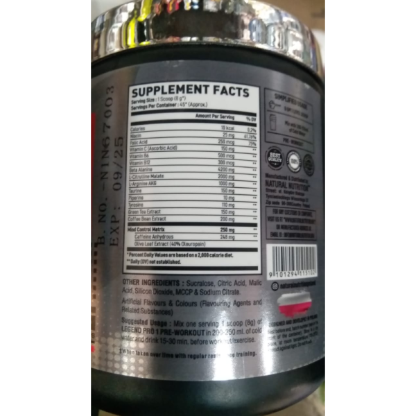 Legend Pre Workout - Natural Nutrition