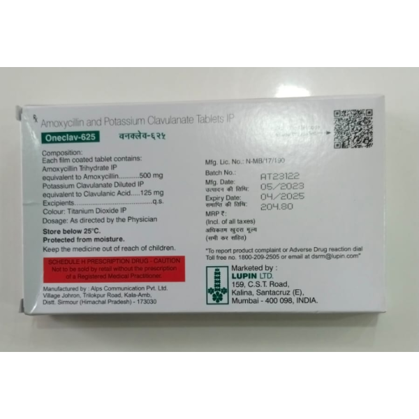 Oneclav -625 Tablets - Lupin