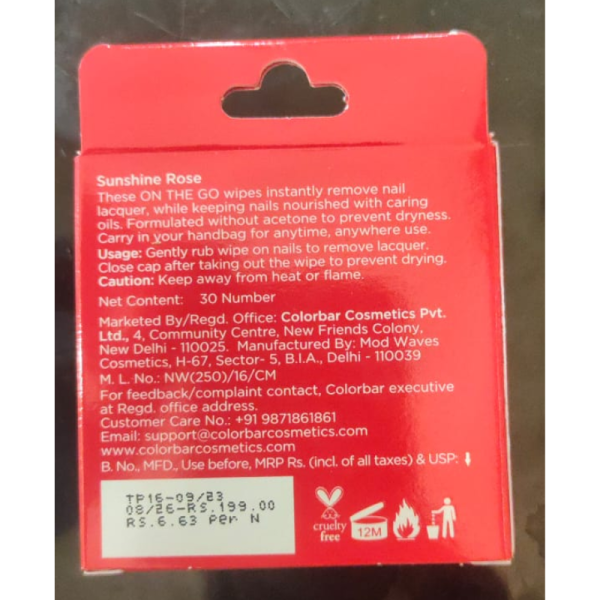 Nail Paint Remover Wipes - Colorbar