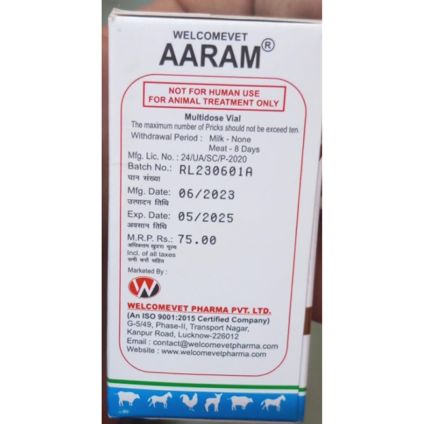 Aaram Injection - Welcome Vet Pharma pvt ltd