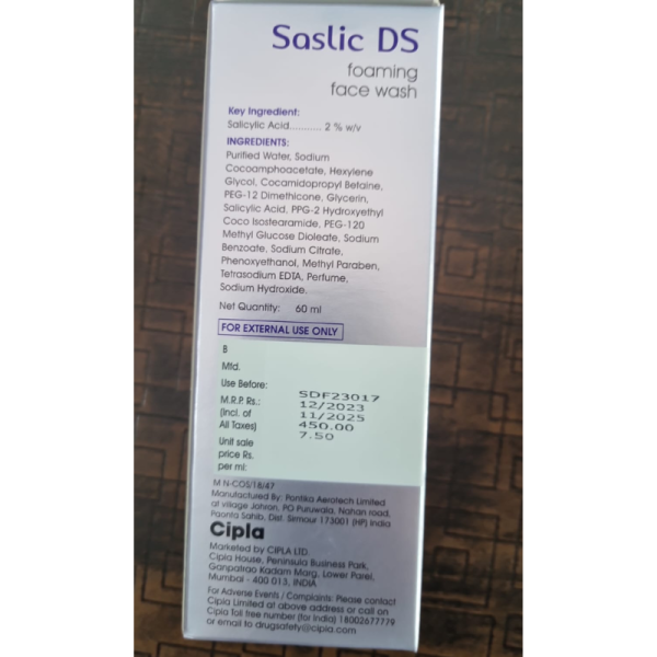 Saslic Ds Foaming Facewash - Cipla