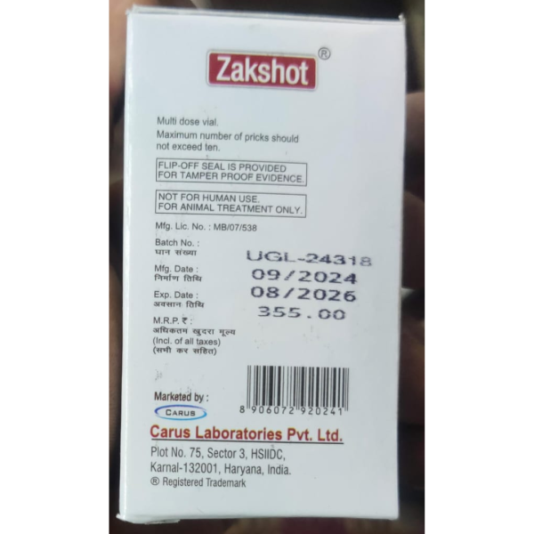 Zakshot Injection - Carus Laboratories Pvt. Ltd