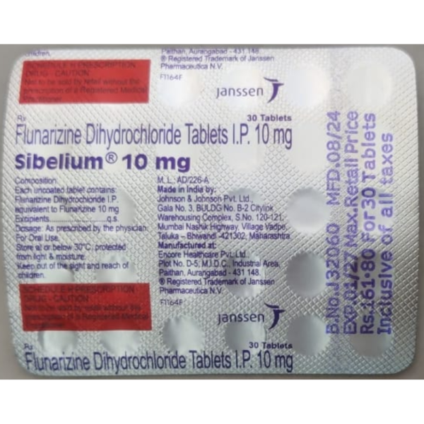 Sibelium 10mg Tablets - Janssen Pharmaceuticals