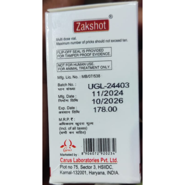 Zakshot Injection - Carus Laboratories Pvt. Ltd