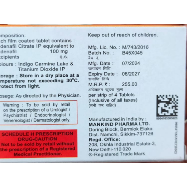 Manforce 100mg Tablets - Mankind Pharma Ltd