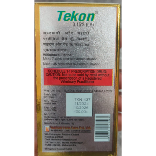 Tekon L.A. 3.15% Injection - Nutrivet Farm Care Pvt Ltd