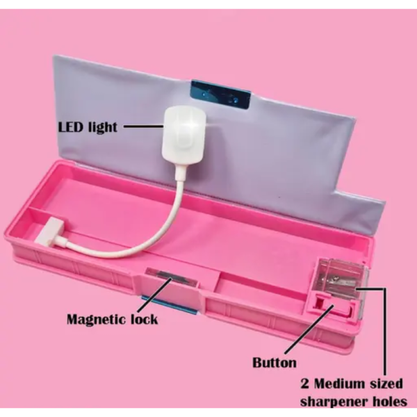 Magnetic Pencil Box with LED Lamp Light - Generic