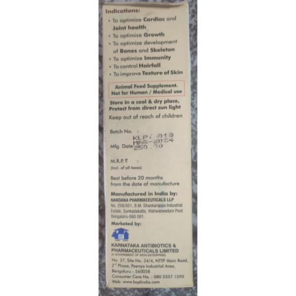 Kalvit Pet Feed Supplement - Karnataka Antibiotics & Pharmaceuticals Limited