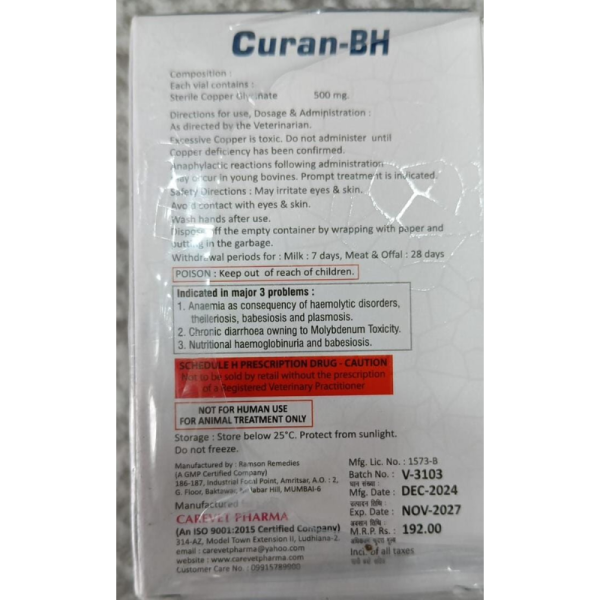 Curan-BH 500 mg - Carevet Pharma