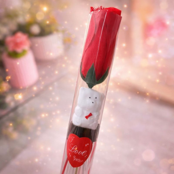 Artificial Flower & Teddy Gift Image